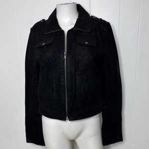 Levi’s black leather jacket coat women’s M